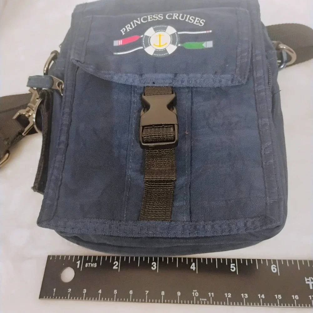 Princess Cruises Navy Blue Nylon Crossbody Travel Bag Utility Pouch Nautical W